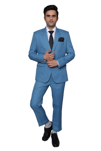 Plain Two Piece Suit Blue for Men