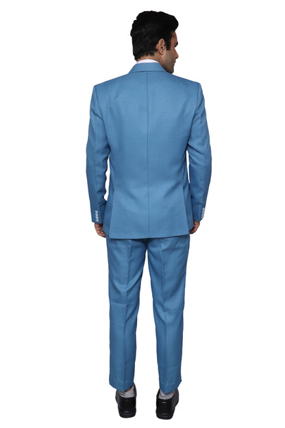 Plain Two Piece Suit Blue for Men