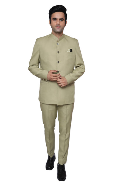 Plain Jodhpuri Suit Mehendi For Men