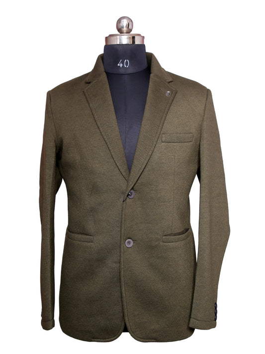 Tweed Check Blazer Mehndi Green Men Blazer