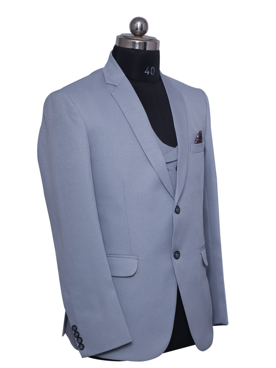 Corporate Partywear Formal Three piece Grey Suit  For Men