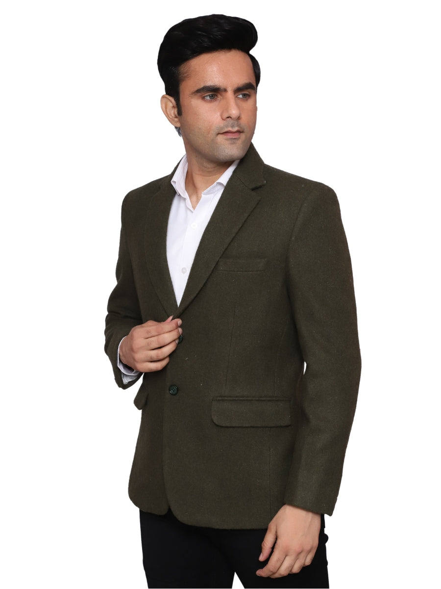 CottsWool Blazer Olive Green Men Blazer