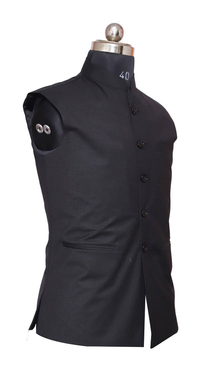 Black Plain Waistcoat for Men