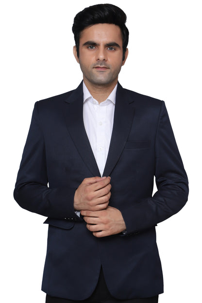 Formal Plain  Blazer Navy Blue For Men