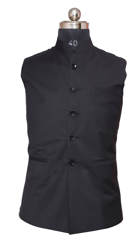 Black Plain Waistcoat for Men