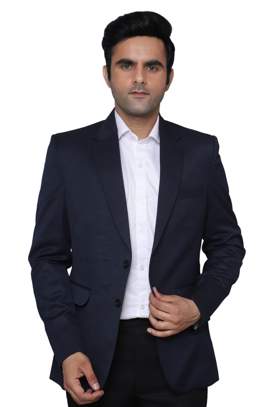 Formal Plain  Blazer Navy Blue For Men