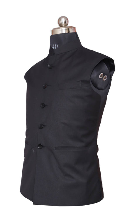 Black Plain Waistcoat for Men