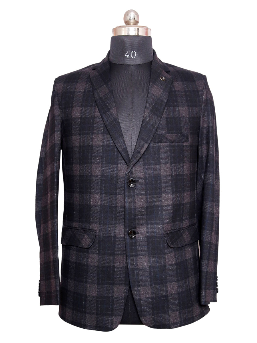 Check Blazer Grey Maroon Men Blazer