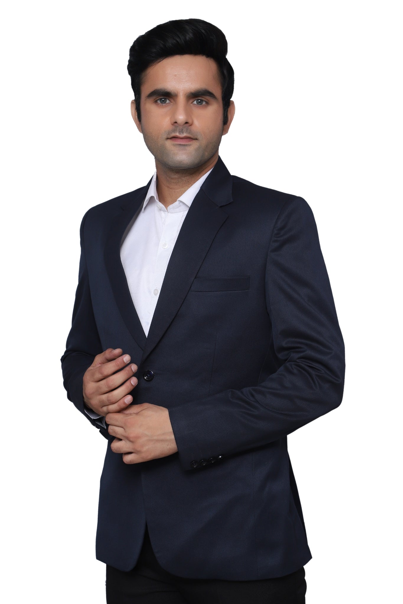 Formal Plain  Blazer Navy Blue For Men