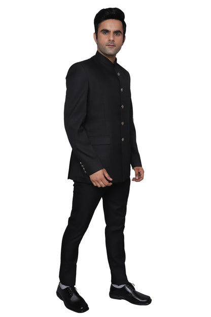 Plain Jodhpuri Suit Black For Men