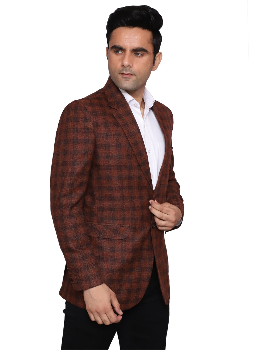 Check Blazer Brown Men Blazer