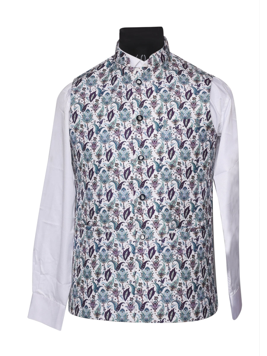 Crochet Printed Clear Jacket Kurta Set Men