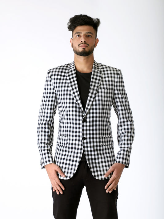 Check Blazer Grey Men Blazer