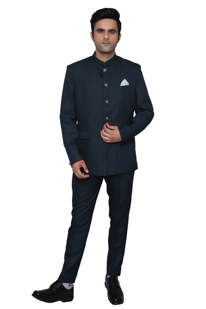 Plain Jodhpuri Suit Dark Green For Men's