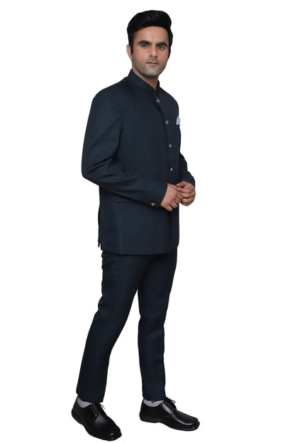 Plain Jodhpuri Suit Dark Green For Men's