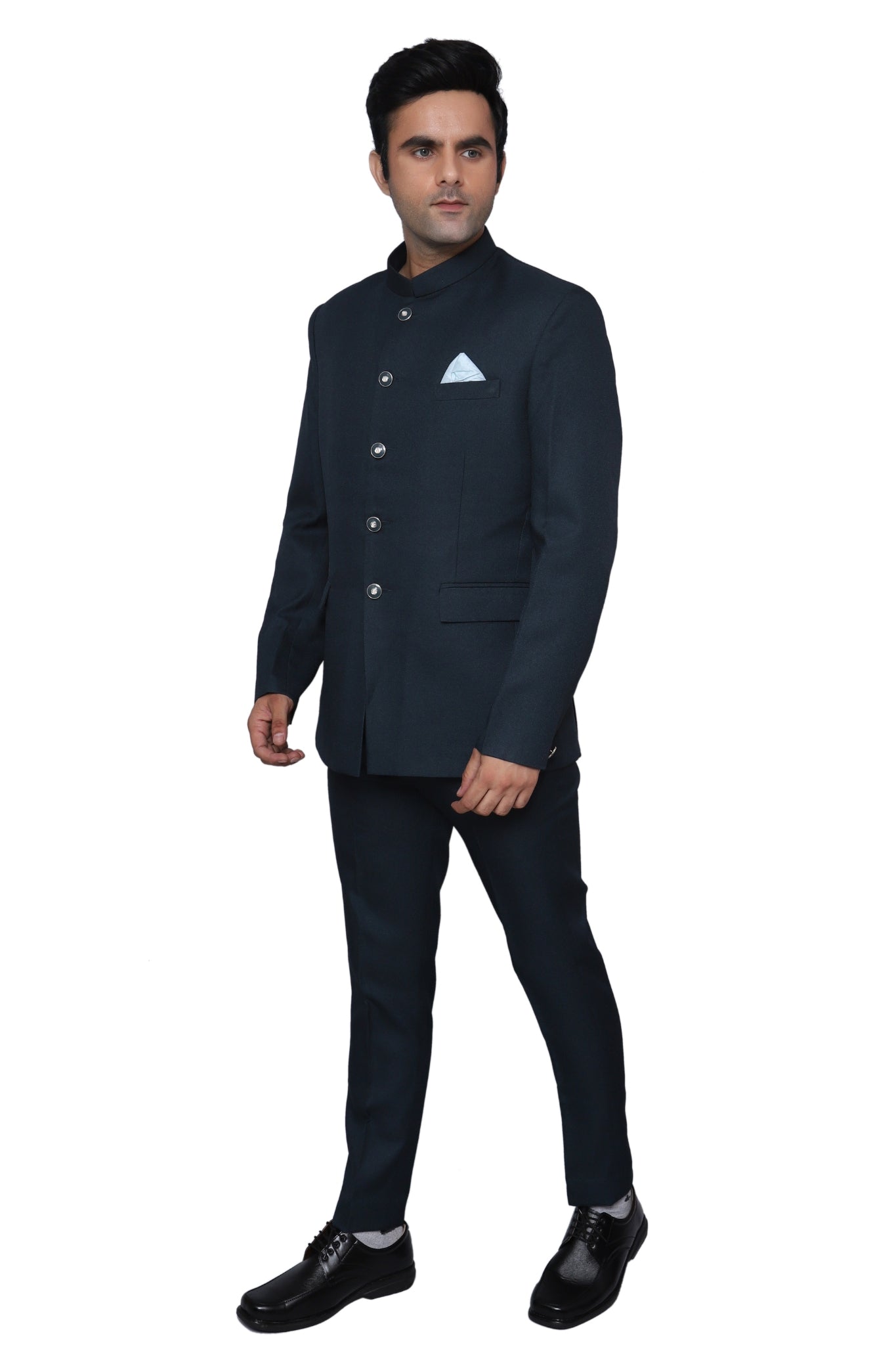 Plain Jodhpuri Suit Dark Green For Men's