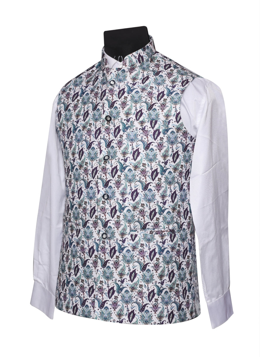 Crochet Printed Clear Jacket Kurta Set Men